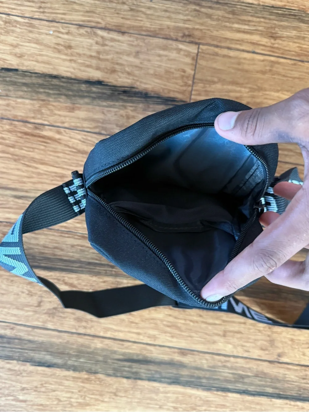 Supreme Black Crossbody Pouch with Branded Strap